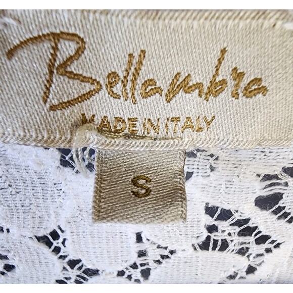 Bellambra Italy 100% Linen blouse Sz Small Open Front Shirt Lace Trim Shacket - Picture 2 of 10